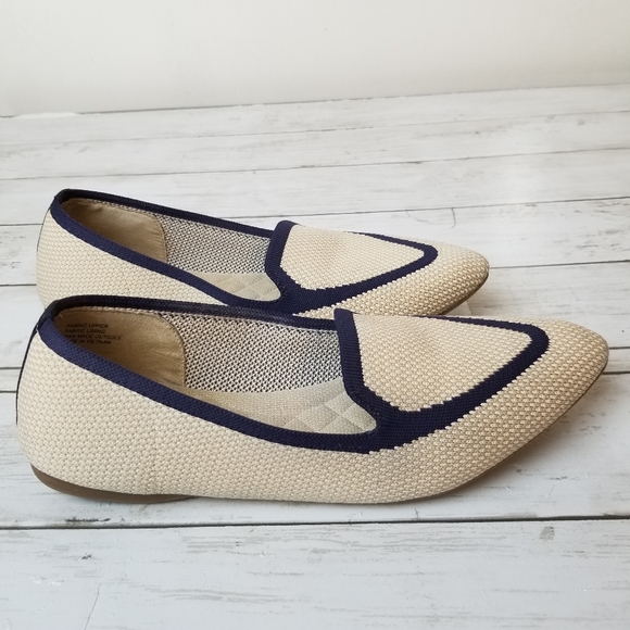 Birdies Blackbird Eggshell Navy Knit Pointed Toe Flats - Picture 2 of 10